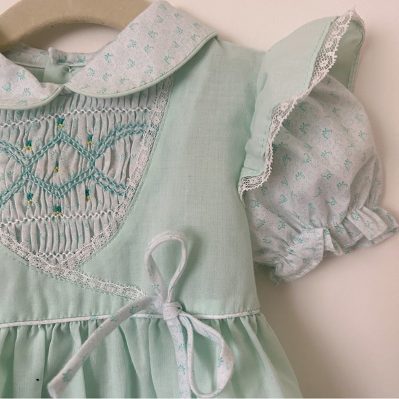 Vintage Mint Green Baby Dress Size 12M - Picture 3 of 4